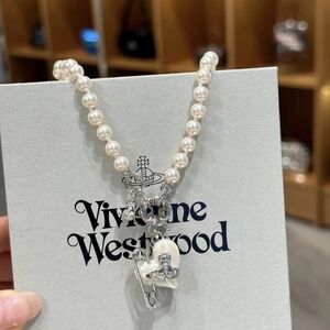 Vivienne Westwood Pearl Necklace with Silver Charm